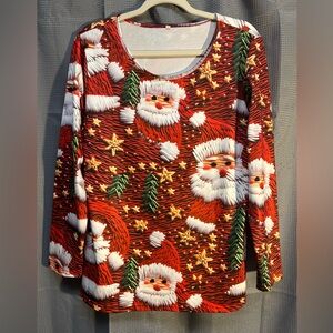 Festive Santa Claus Long Sleeve Top - Christmas/Holiday